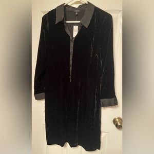 Talbots Velvet Button-Up Shirt Dress
